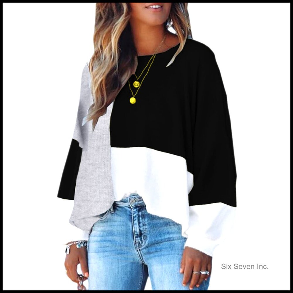Oversized Y2K Patchwork Pullover Sweater Loose Fi… - image 1